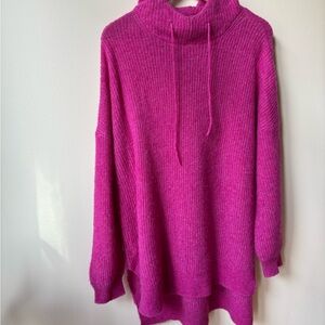 Ganni Vibrant Pink Cowl Neck Sweater